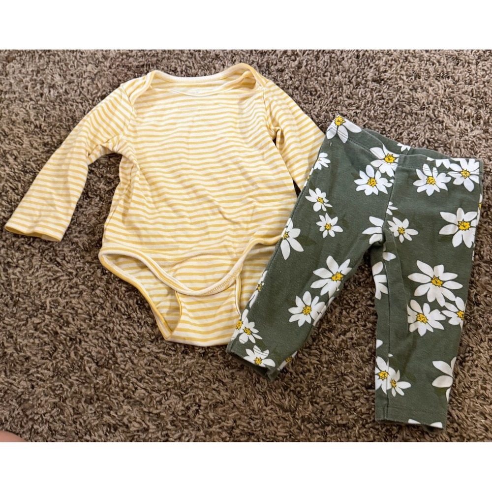 Magnetic Me-Carter's- Striped Bodysuit Brown Floral Leggings 9-12/9  Mon